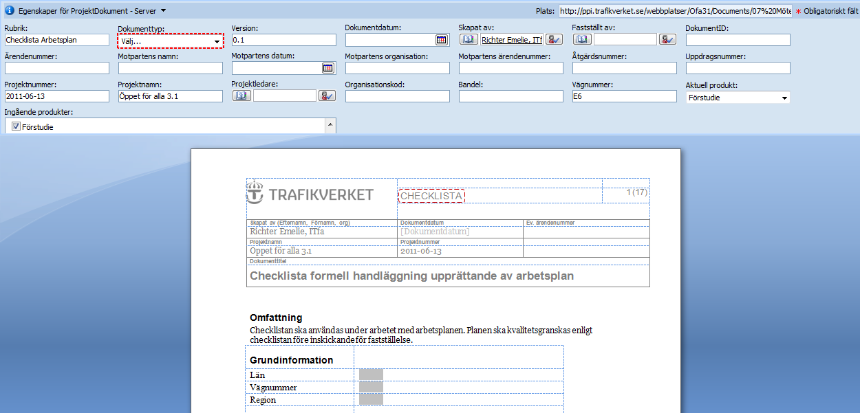 Om inte egenskaperna för dokumentet visas behöver du aktivera det i Word.