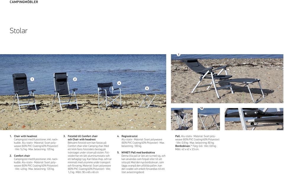 Fotstöd till Comfort chair och Chair with headrest Bekvämt fotstöd som kan fästas på Comfort chair eller Camping chair. Med ett klick fästs fotstödets beslag på tvärstaget under sitsen på stolen.