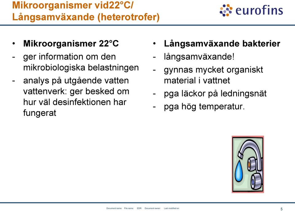 ger besked om hur väl desinfektionen har fungerat Långsamväxande bakterier -