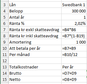 Säkerhet Formatera för att öka användbarhet. Olika färg på celler som är till för inmatning, Ledtexter och bearbetning (formler och funktioner.