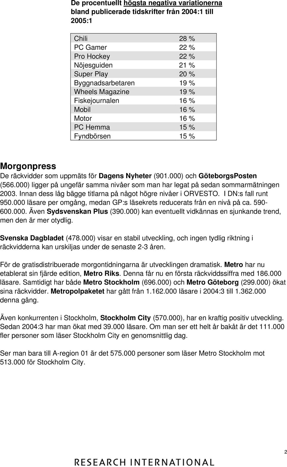 000) ligger på ungefär samma nivåer som man har legat på sedan sommarmätningen 2003. Innan dess låg bägge titlarna på något högre nivåer i ORVESTO. I DN:s fall runt 950.