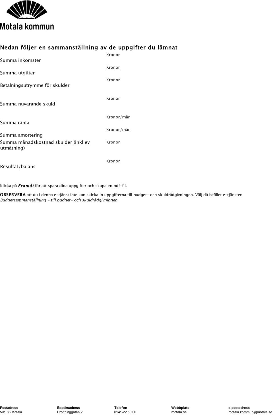 Klicka på Framåt för att spara dina uppgifter och skapa en pdf-fil.