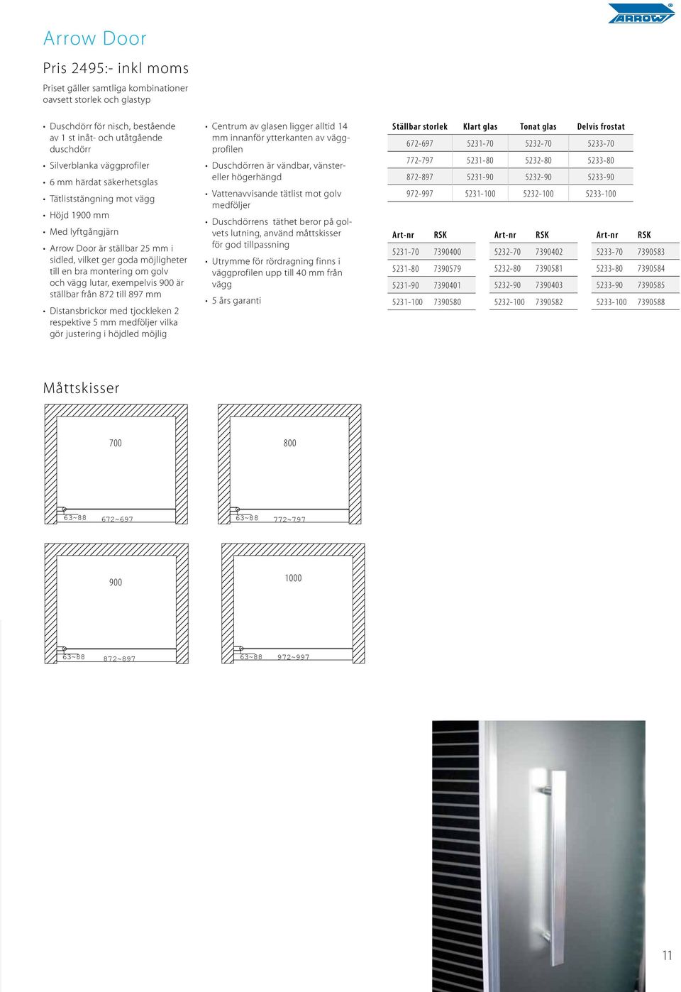 exempelvis 900 är ställbar från 872 till 897 mm Distansbrickor med tjockleken 2 respektive 5 mm medföljer vilka gör justering i höjdled möjlig Centrum av glasen ligger alltid 14 mm innanför