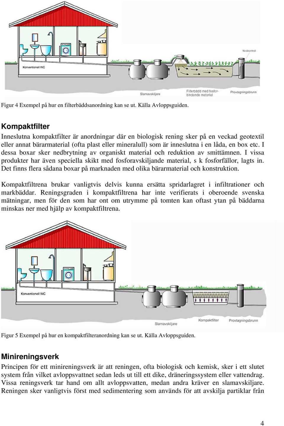 etc. I dessa boxar sker nedbrytning av organiskt material och reduktion av smittämnen. I vissa produkter har även speciella skikt med fosforavskiljande material, s k fosforfällor, lagts in.