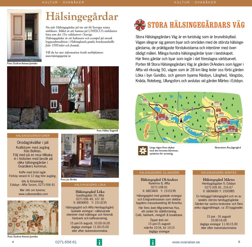 se KULTUR - OVANÅKER Stora Hälsngegårdars Väg är en turstväg som är brunvtskyltad.