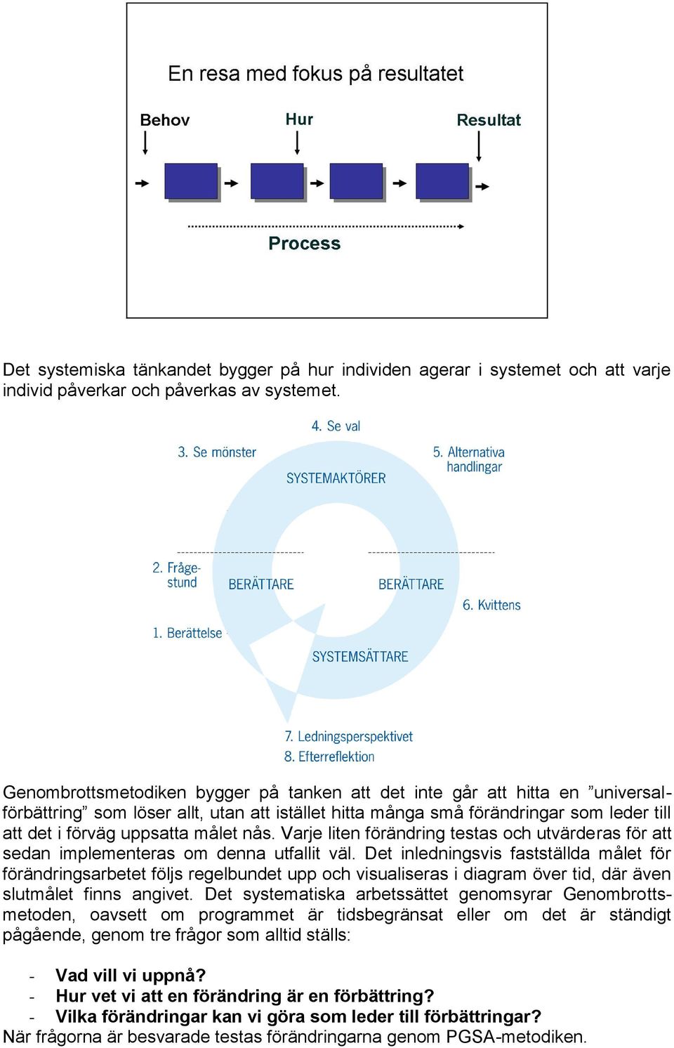 nås. Varje liten förändring testas och utvärderas för att sedan implementeras om denna utfallit väl.