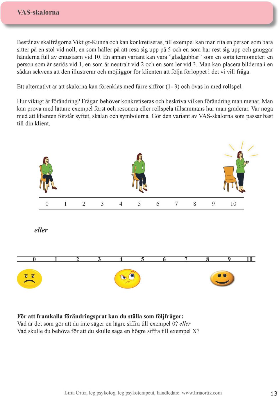 Man kan placera bilderna i en sådan sekvens att den illustrerar och möjliggör för klienten att följa förloppet i det vi vill fråga.