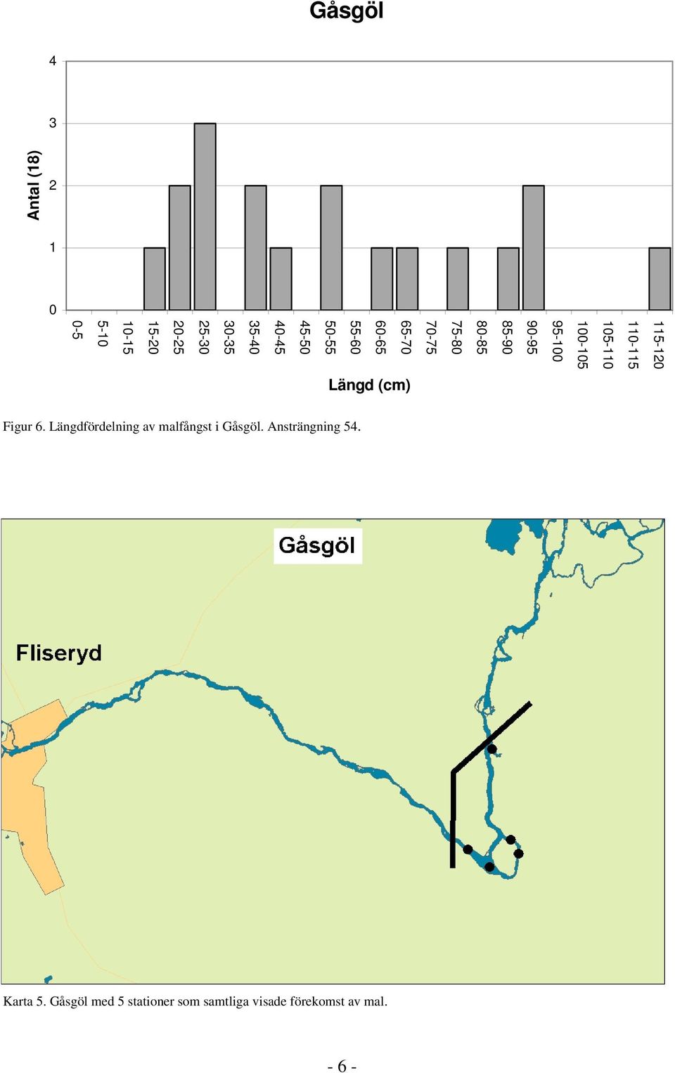 5-1 -5 Figur 6. Längdfördelning av malfångst i Gåsgöl. Ansträngning 54.