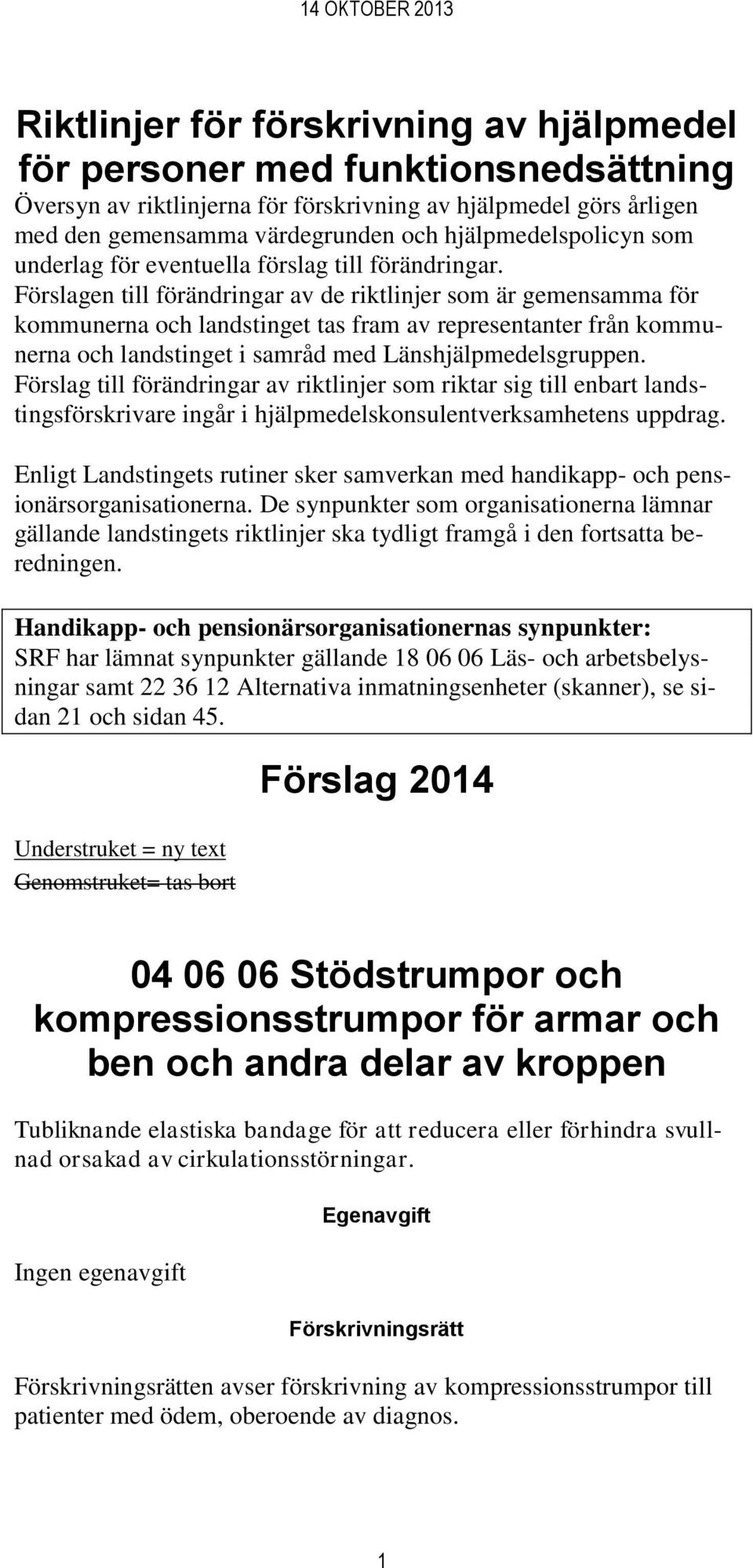 Förslagen till förändringar av de riktlinjer som är gemensamma för kommunerna och landstinget tas fram av representanter från kommunerna och landstinget i samråd med Länshjälpmedelsgruppen.