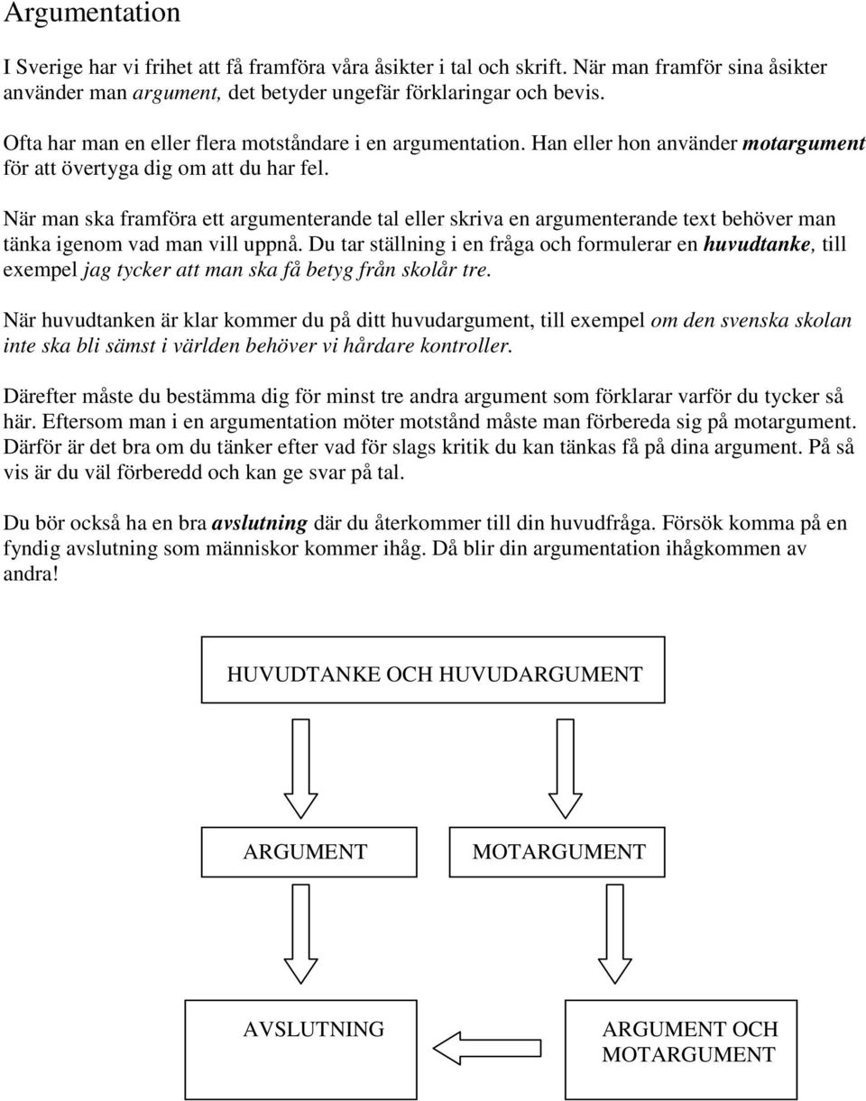 När man ska framföra ett argumenterande tal eller skriva en argumenterande text behöver man tänka igenom vad man vill uppnå.