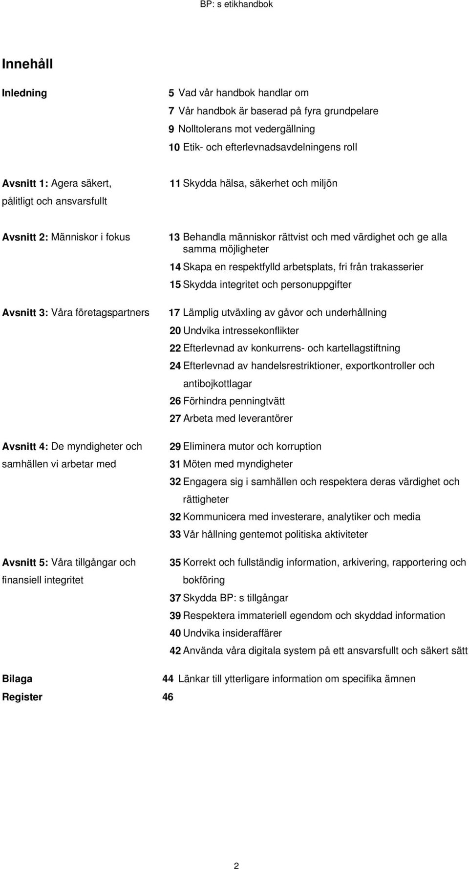 tillgångar och finansiell integritet 13 Behandla människor rättvist och med värdighet och ge alla samma möjligheter 14 Skapa en respektfylld arbetsplats, fri från trakasserier 15 Skydda integritet