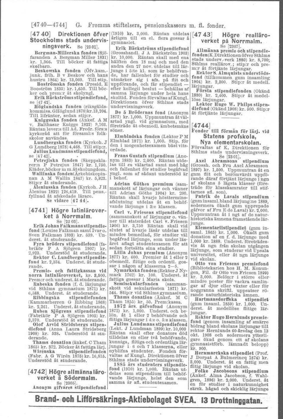 direktionenöfversthlms faranden A Berg~an Miller 18.31)k~. 10,000. Räntan.skall med ena stads underv.-verk 1880) kr. 8,700; kr. 1,366.