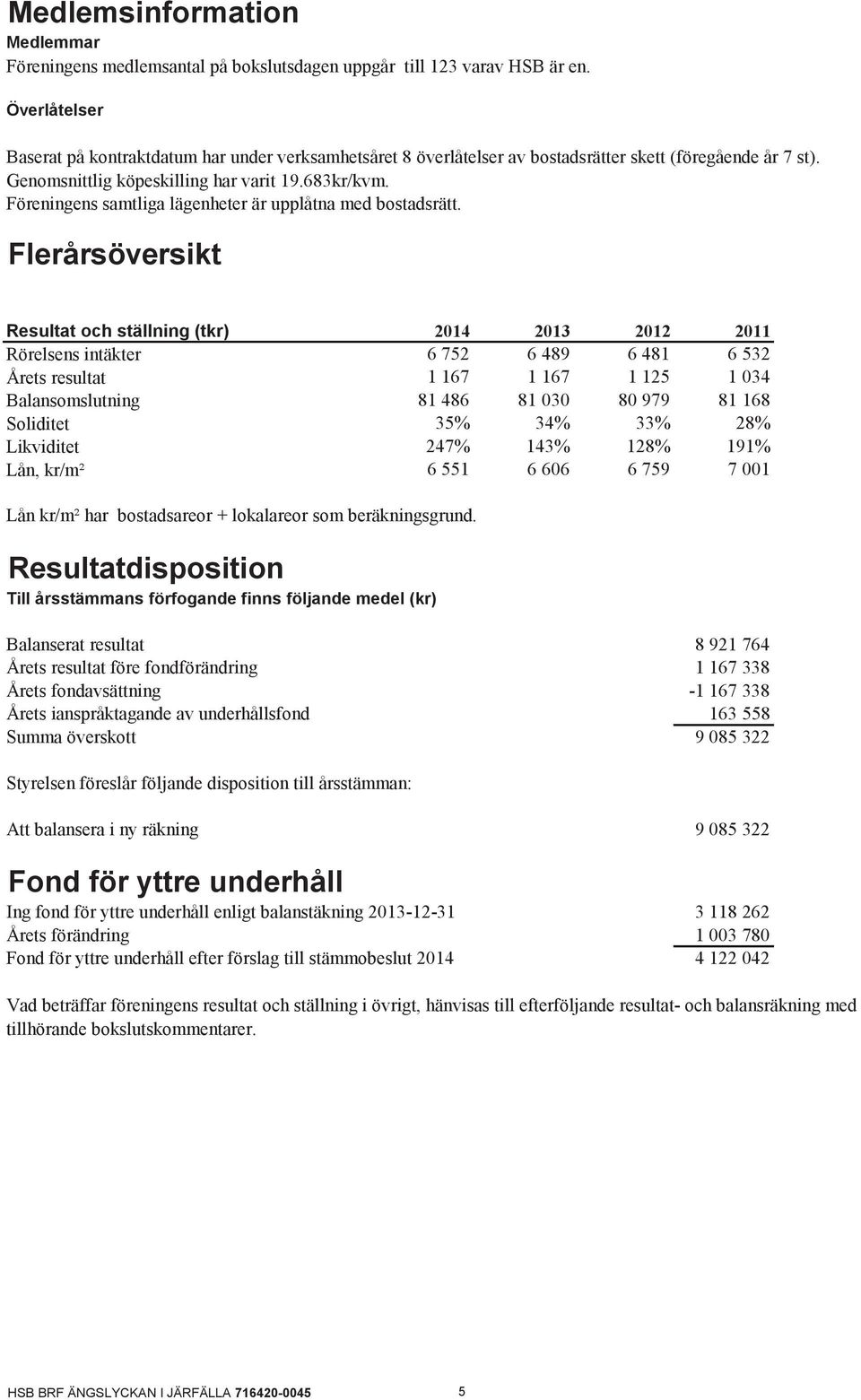 Föreningens samtliga lägenheter är upplåtna med bostadsrätt.