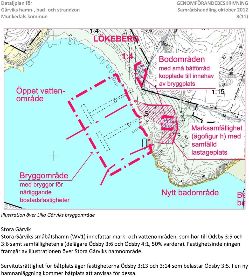 4:1, 50% vardera). Fastighetsindelningen framgår av illustrationen över Stora Gårviks hamnområde.