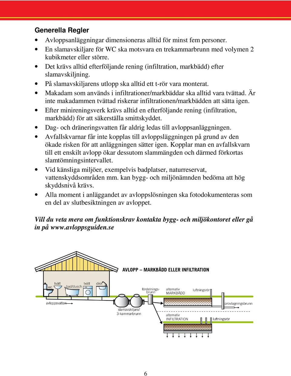 Makadam som används i infiltrationer/markbäddar ska alltid vara tvättad. Är inte makadammen tvättad riskerar infiltrationen/markbädden att sätta igen.