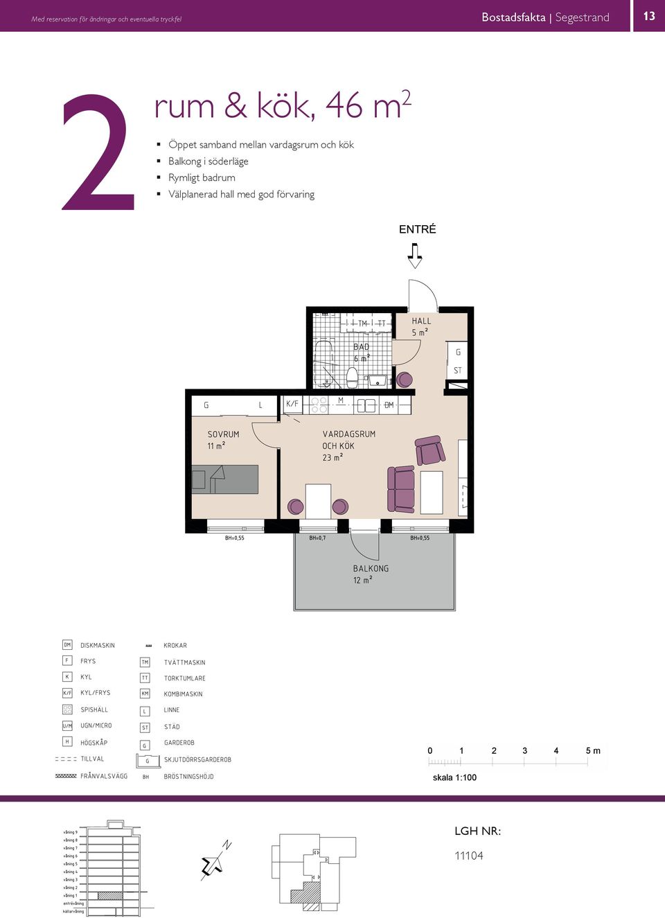 gård Välplanerad hall med god förvaring BALKONG 8 BH 0,55 m BH 0,70 m VARDAGSRUM 14 K/F ST G SOVRUM 11 L SG DM KÖK HALL BAD EL/IT KM ENTRÉ