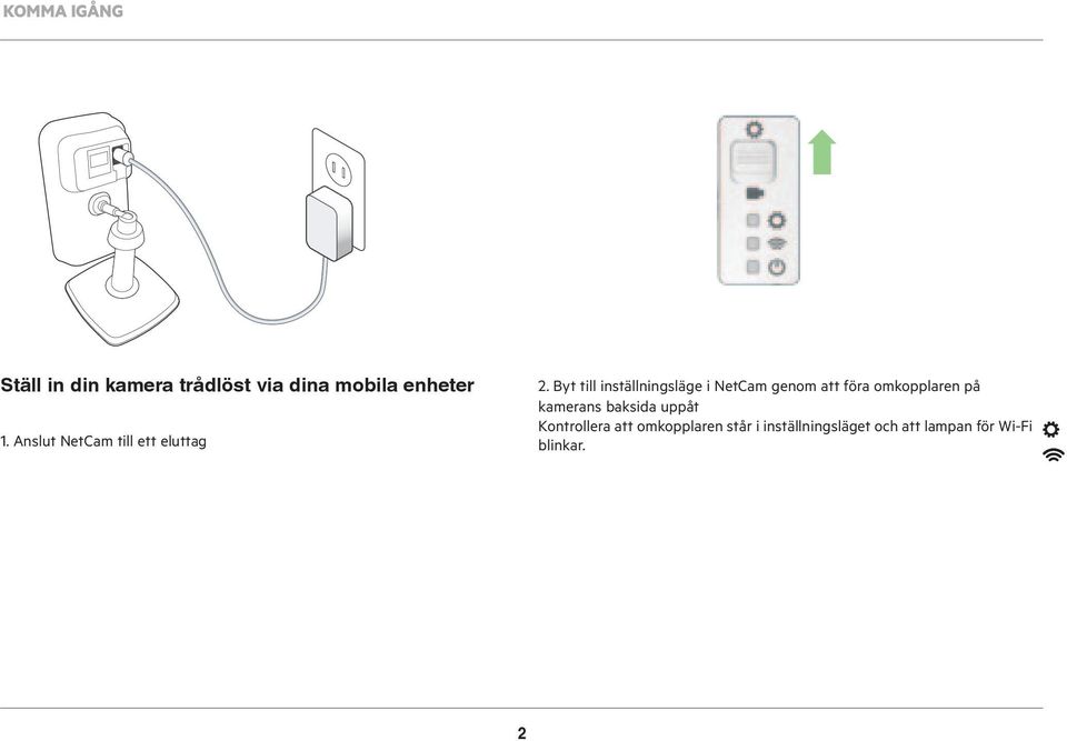 Byt till inställningsläge i NetCam genom att föra omkopplaren på