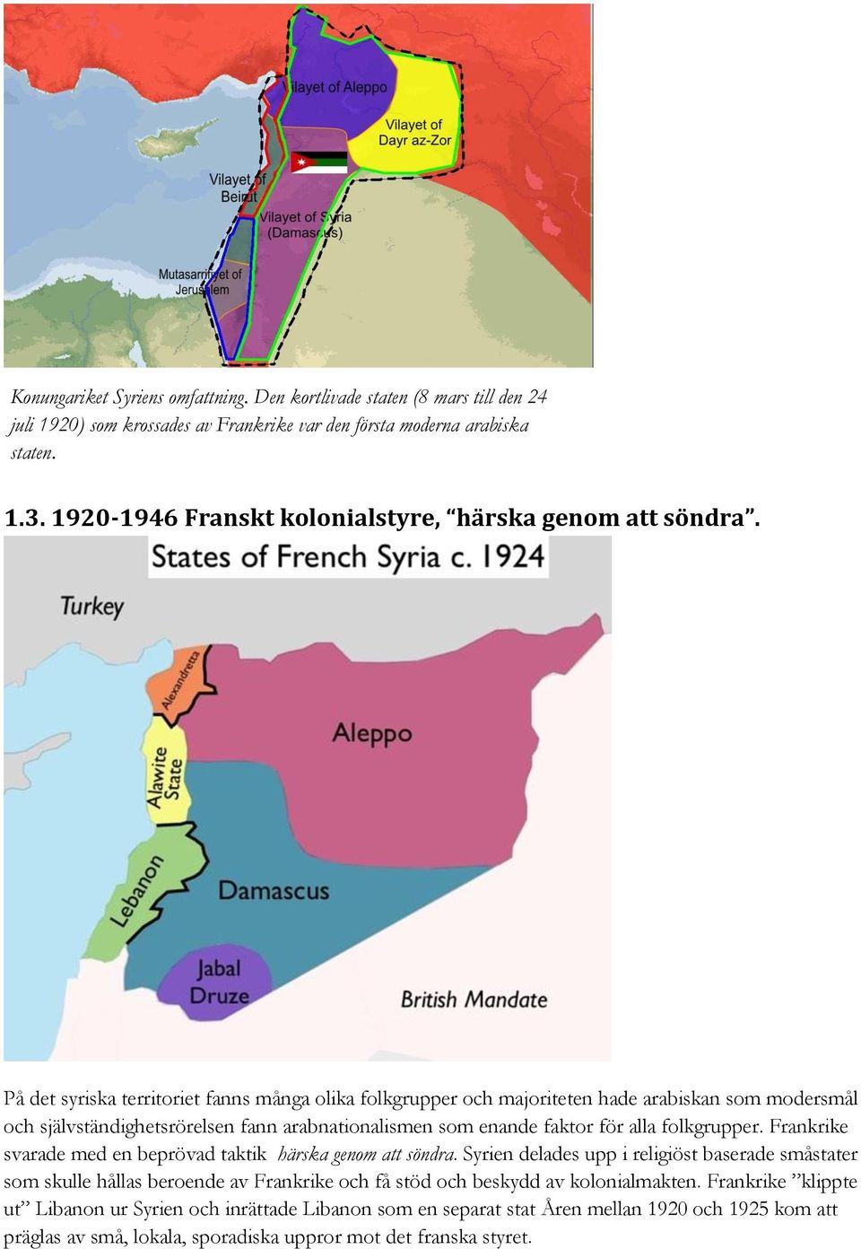 På det syriska territoriet fanns många olika folkgrupper och majoriteten hade arabiskan som modersmål och självständighetsrörelsen fann arabnationalismen som enande faktor för alla folkgrupper.