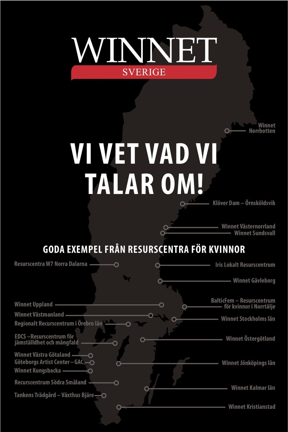 Resurscentrum Winnet Gävleborg Winnet Uppland Winnet Västmanland Regionalt Recurscentrum i Örebro län EDCS Resurscentrum för jämställdhet och mångfald