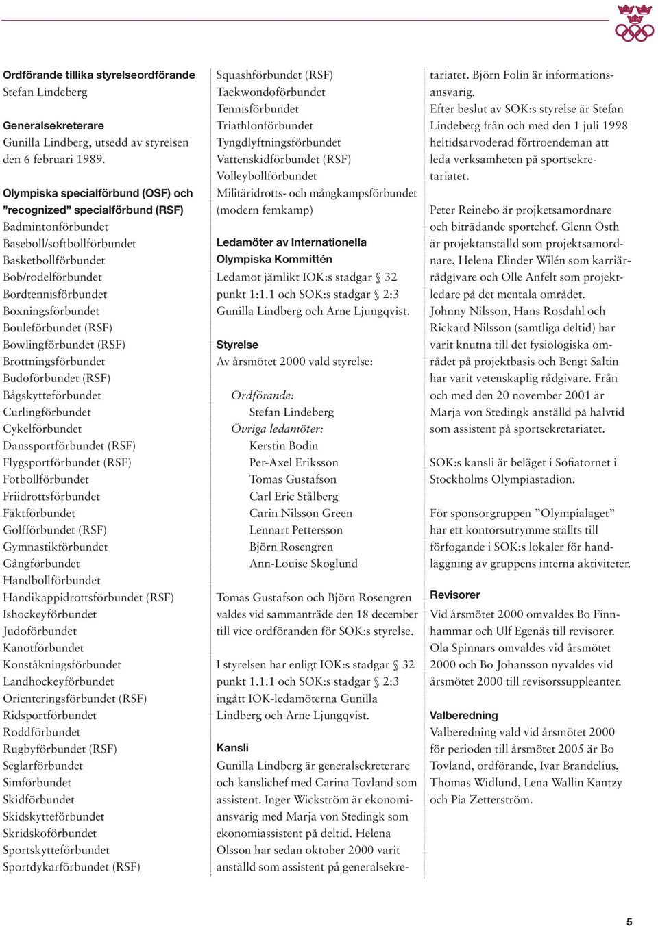 Bouleförbundet (RSF) Bowlingförbundet (RSF) Brottningsförbundet Budoförbundet (RSF) Bågskytteförbundet Curlingförbundet Cykelförbundet Danssportförbundet (RSF) Flygsportförbundet (RSF)