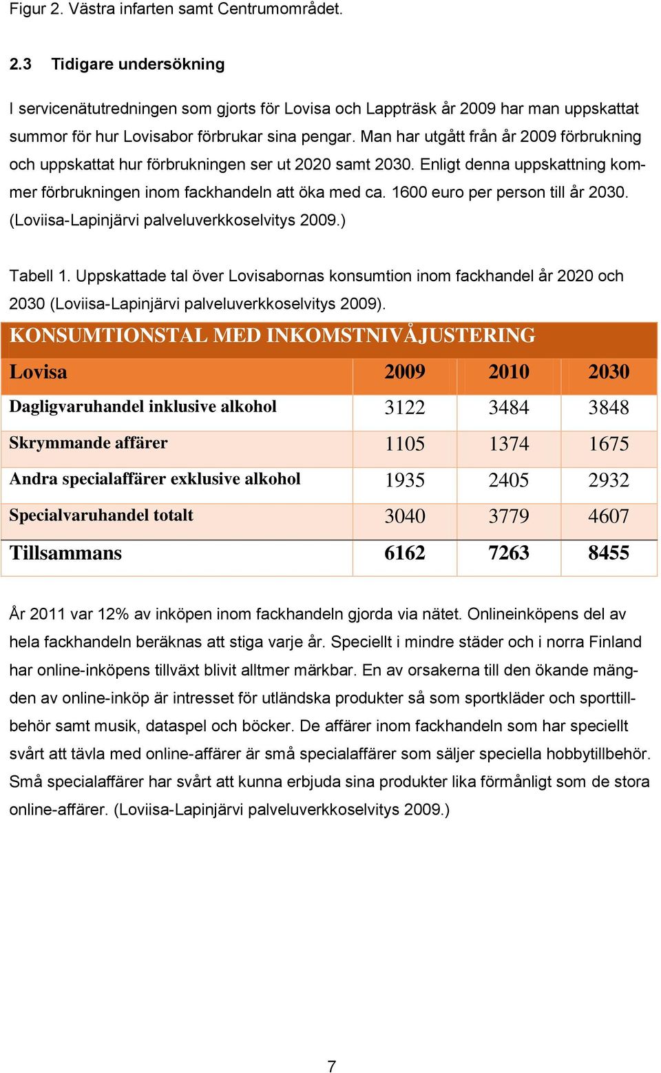 1600 euro per person till år 2030. (Loviisa-Lapinjärvi palveluverkkoselvitys 2009.) Tabell 1.