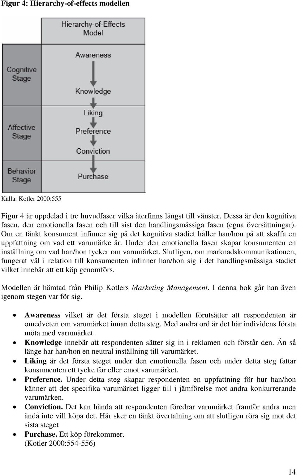 Om en tänkt konsument infinner sig på det kognitiva stadiet håller han/hon på att skaffa en uppfattning om vad ett varumärke är.