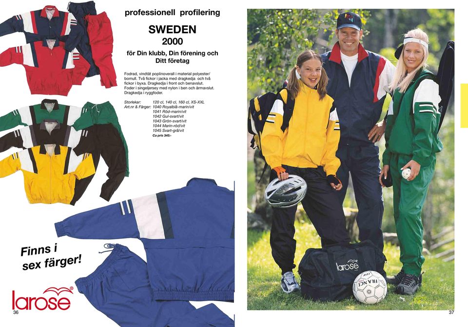 Foder i singeljersey med nylon i ben och ärmavslut. Dragkedja i ryggfoder. Storlekar: 120 cl, 140 cl, 160 cl, XS-XXL Art.