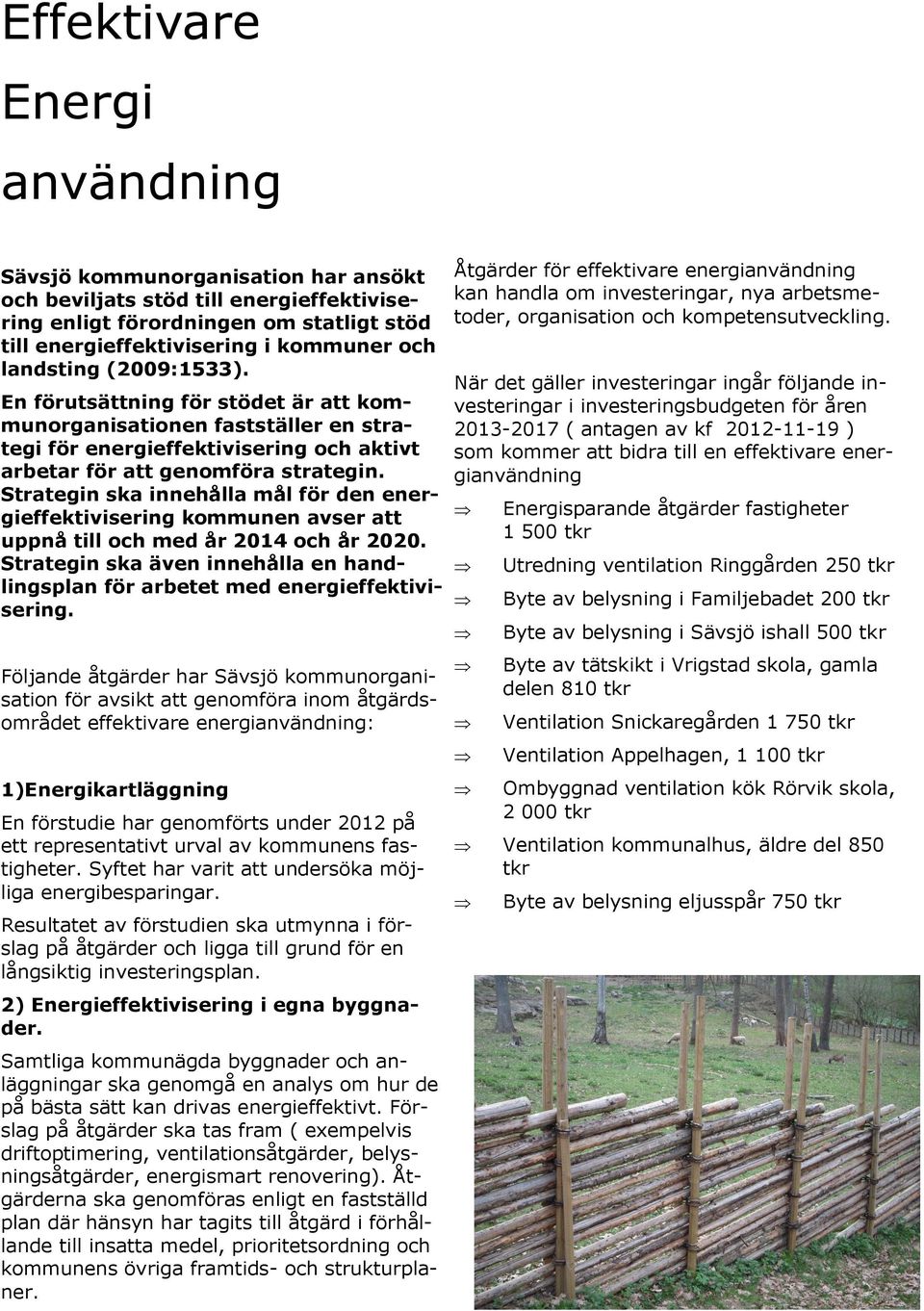 Strategin ska innehålla mål för den energieffektivisering kommunen avser att uppnå till och med år 2014 och år 2020.