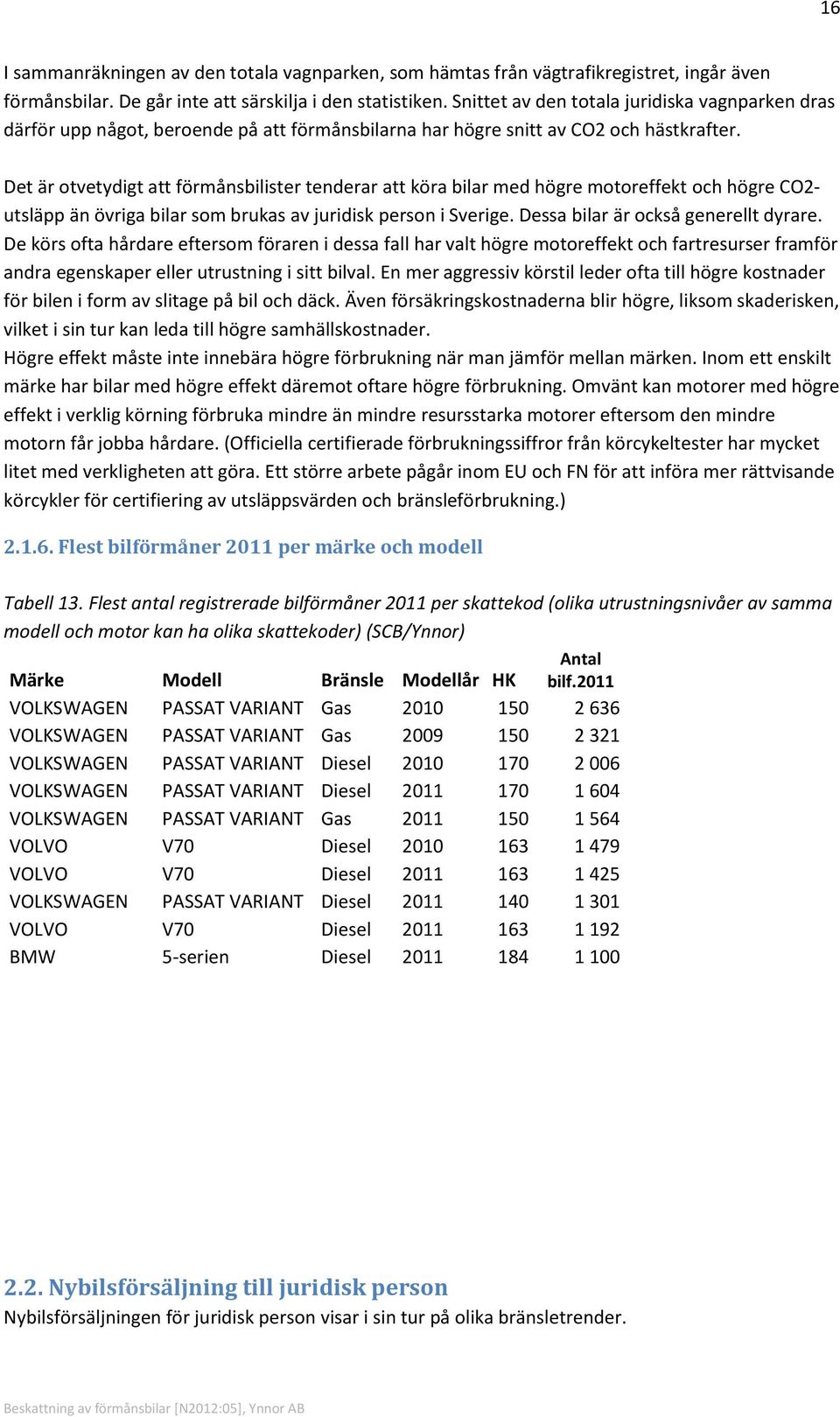 Det är otvetydigt att förmånsbilister tenderar att köra bilar med högre motoreffekt och högre CO2- utsläpp än övriga bilar som brukas av juridisk person i Sverige.