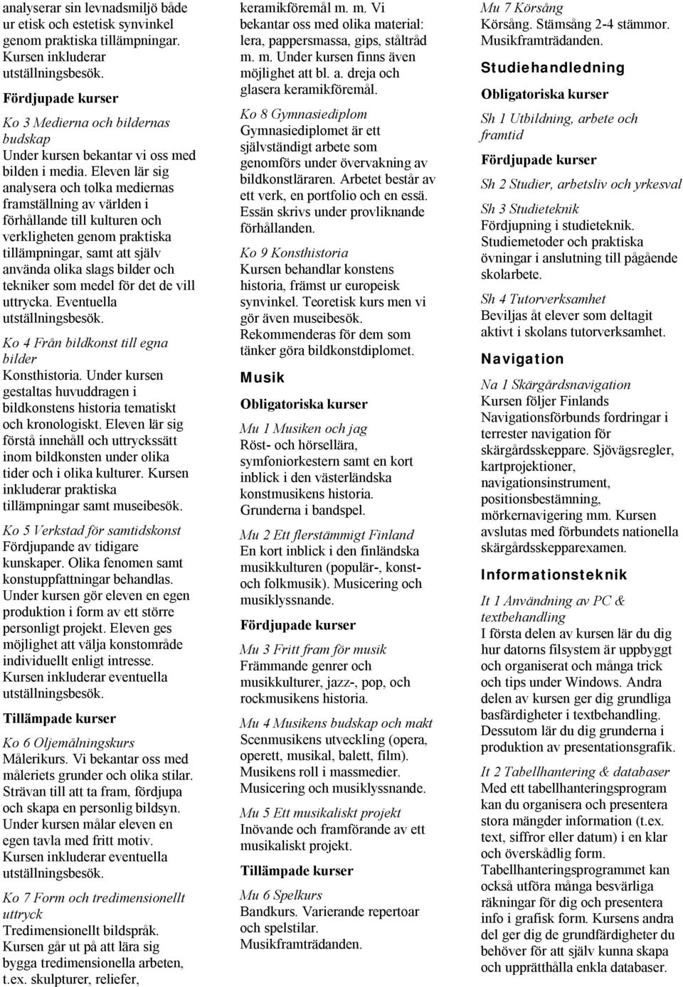 Eleven lär sig analysera och tolka mediernas framställning av världen i förhållande till kulturen och verkligheten genom praktiska tillämpningar, samt att själv använda olika slags bilder och