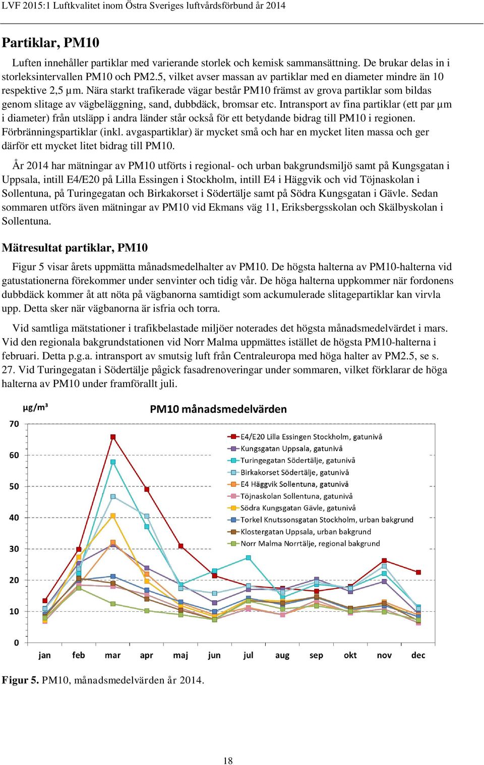 Nära starkt trafikerade vägar består PM10 främst av grova partiklar som bildas genom slitage av vägbeläggning, sand, dubbdäck, bromsar etc.