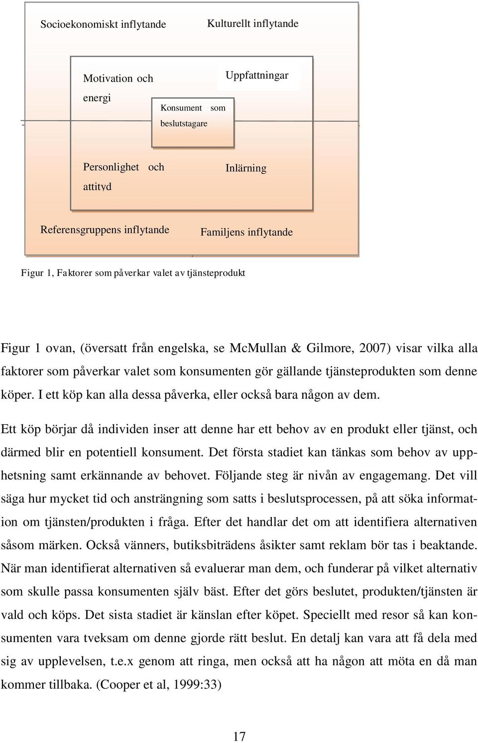 som påverkar valet som konsumenten gör gällande tjänsteprodukten som denne köper. I ett köp kan alla dessa påverka, eller också bara någon av dem.