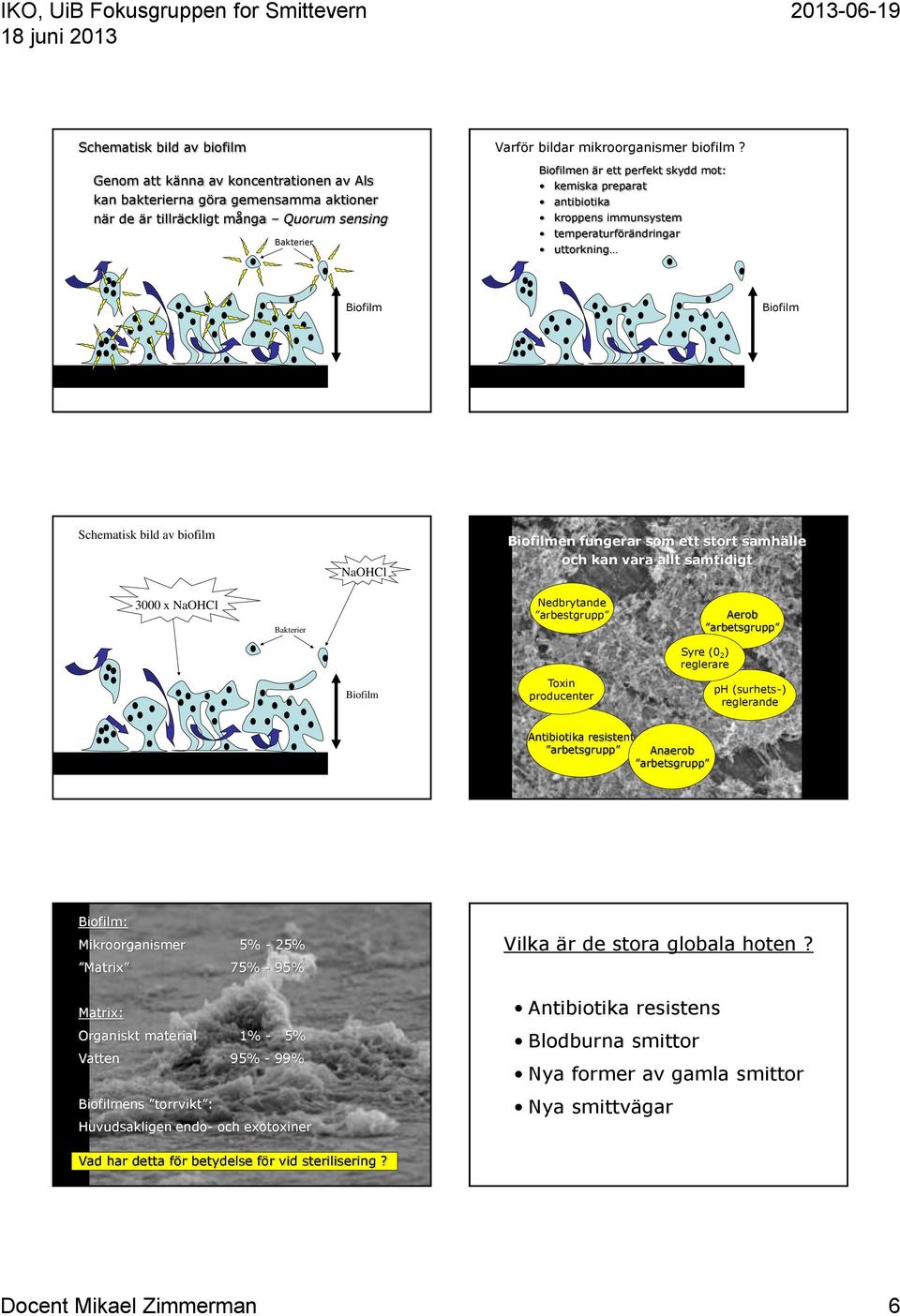 Biofilmen är ett perfekt skydd mot: kemiska preparat antibiotika kroppens immunsystem temperaturförändringar uttorkning Biofilm Biofilm Schematisk bild av biofilm NaOHCl Biofilmen fungerar som ett