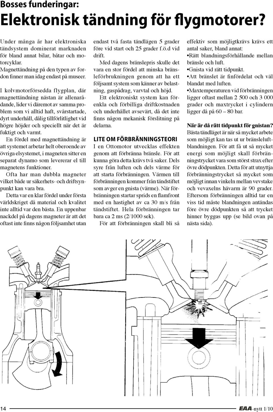 I kolvmotorförsedda flygplan, där magnettändning nästan är allenarådande, lider vi däremot av samma problem som vi alltid haft, svårstartade, dyrt underhåll, dålig tillförlitlighet vid högre höjder