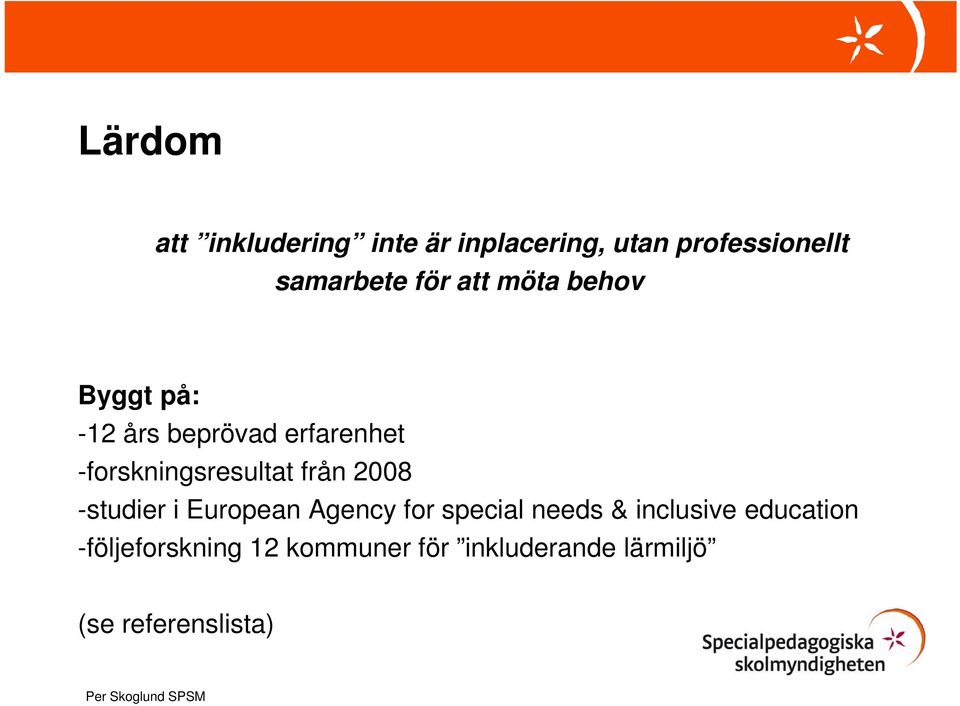 -forskningsresultat från 2008 -studier i European Agency for special needs