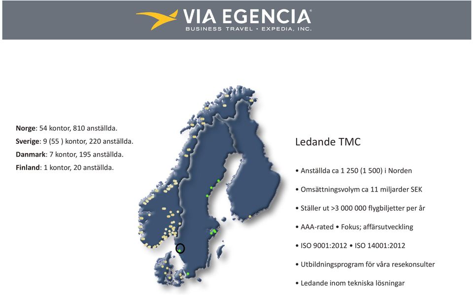 Ledande TMC Anställda ca 1 250 (1 500) i Norden Omsättningsvolym ca 11 miljarder SEK Ställer ut >3