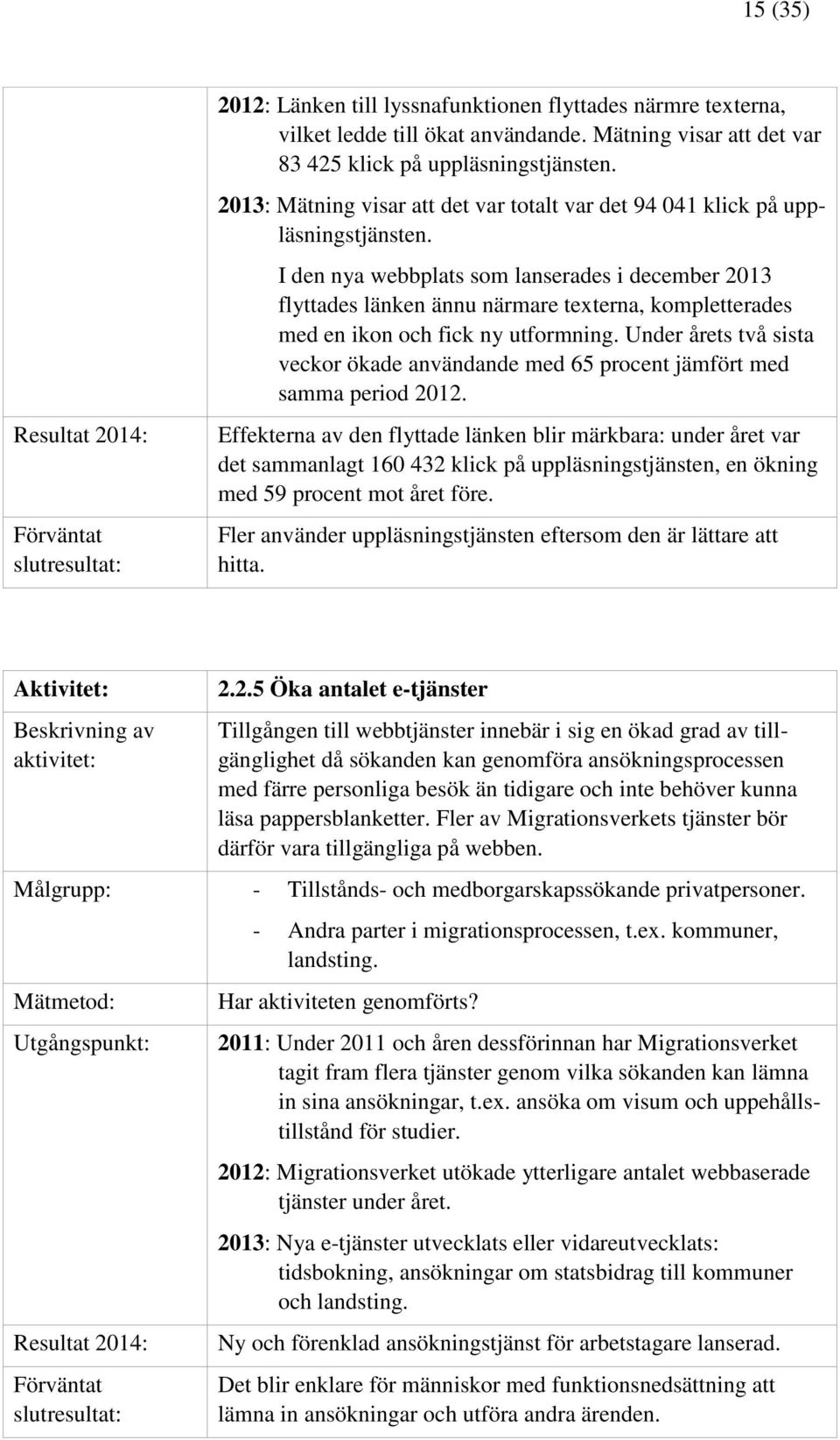 I den nya webbplats som lanserades i december 2013 flyttades länken ännu närmare texterna, kompletterades med en ikon och fick ny utformning.