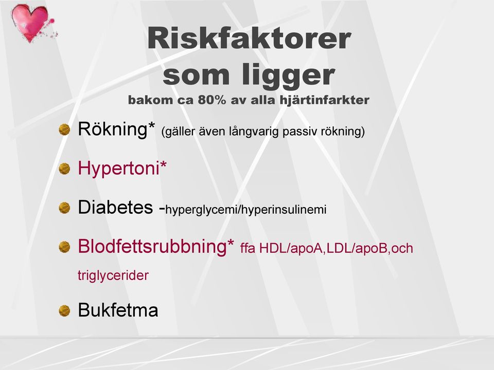 rökning) Hypertoni* Diabetes