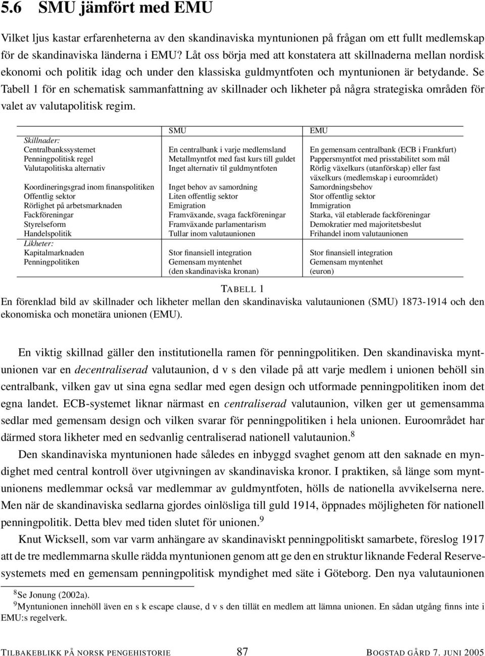 Se Tabell 1 för en schematisk sammanfattning av skillnader och likheter på några strategiska områden för valet av valutapolitisk regim.