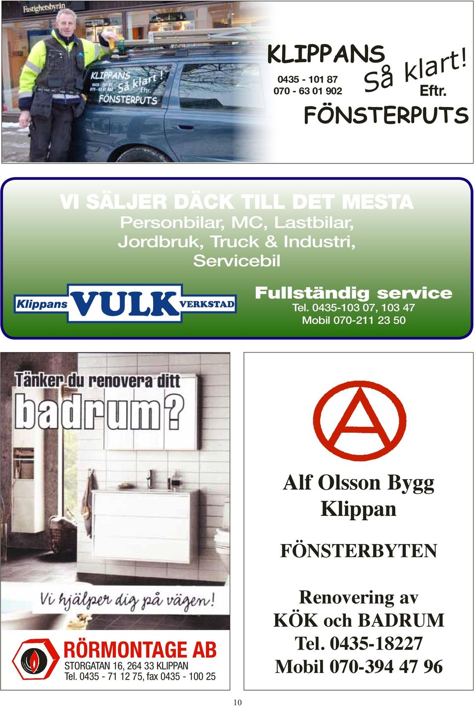 Servicebil Klippans VULK VERKSTAD Fullständig service Tel.