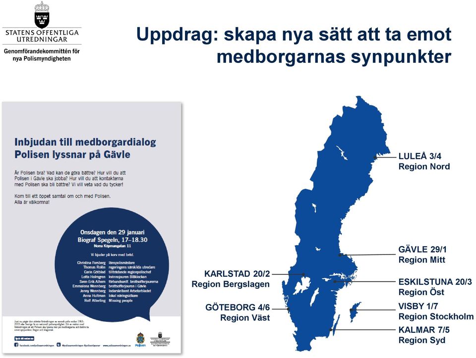 GÖTEBORG 4/6 Region Väst GÄVLE 29/1 Region Mitt ESKILSTUNA