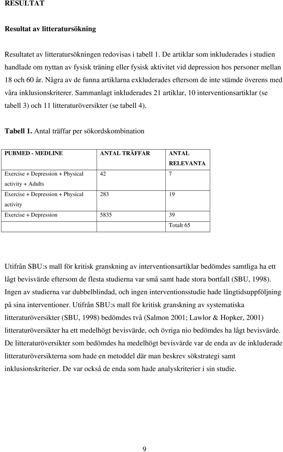 Några av de funna artiklarna exkluderades eftersom de inte stämde överens med våra inklusionskriterer.