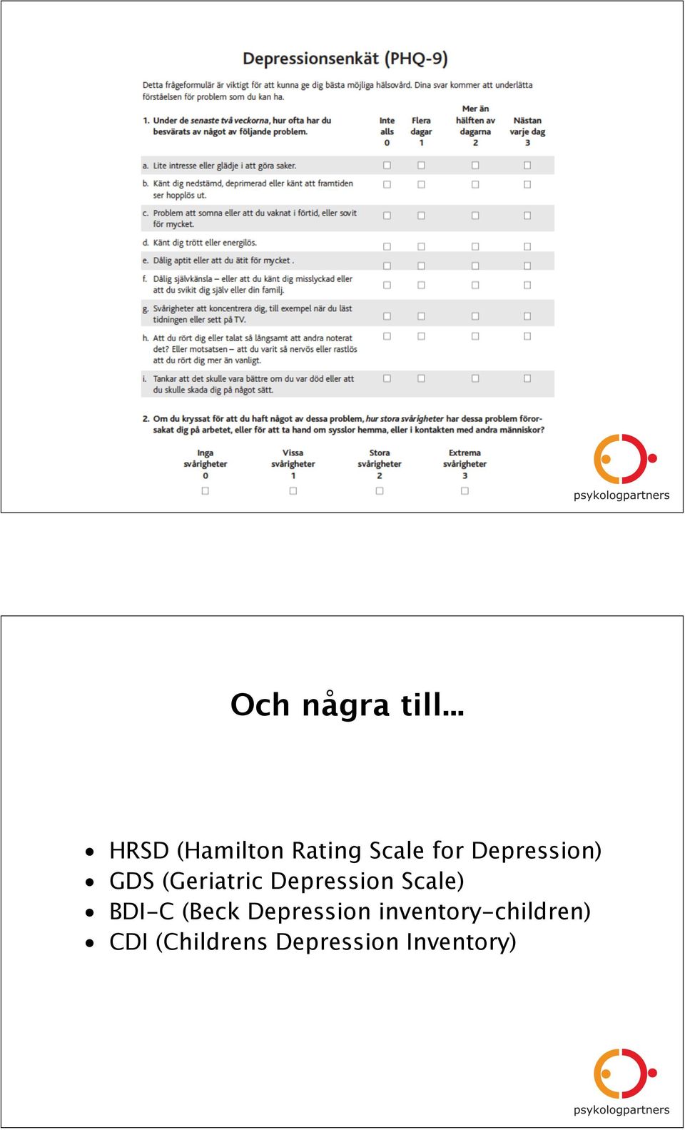 Depression) GDS (Geriatric Depression