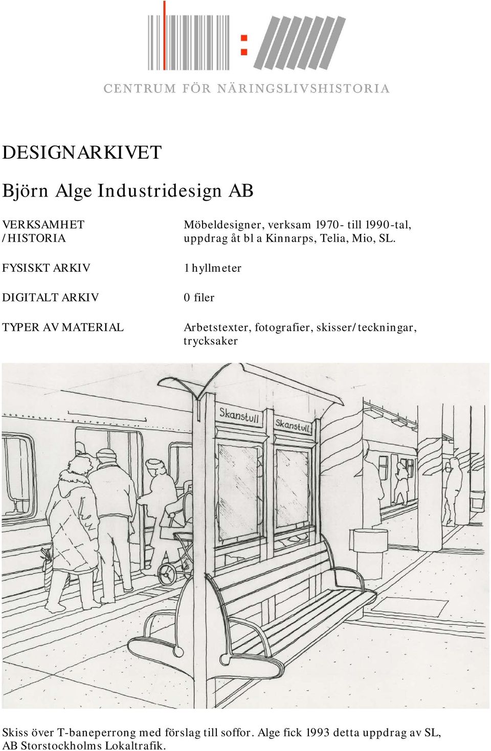 1 hyllmeter 0 filer trycksaker Skiss över T-baneperrong med