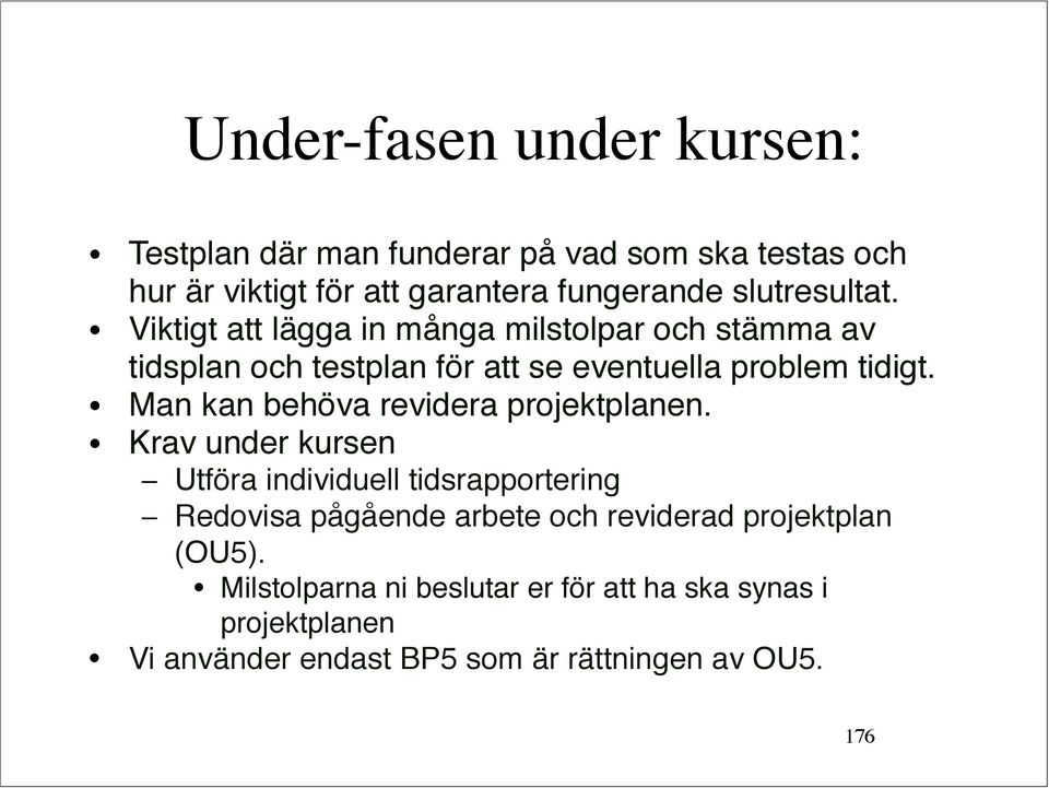 Man kan behöva revidera projektplanen.