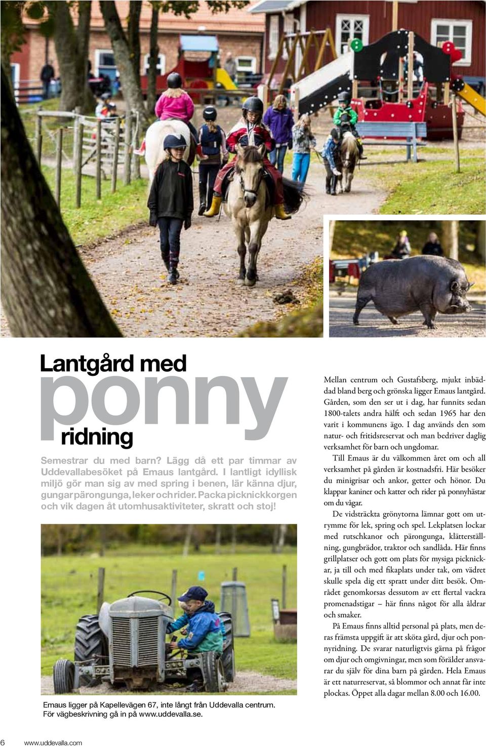 Mellan centrum och Gustafsberg, mjukt inbäddad bland berg och grönska ligger Emaus lantgård.