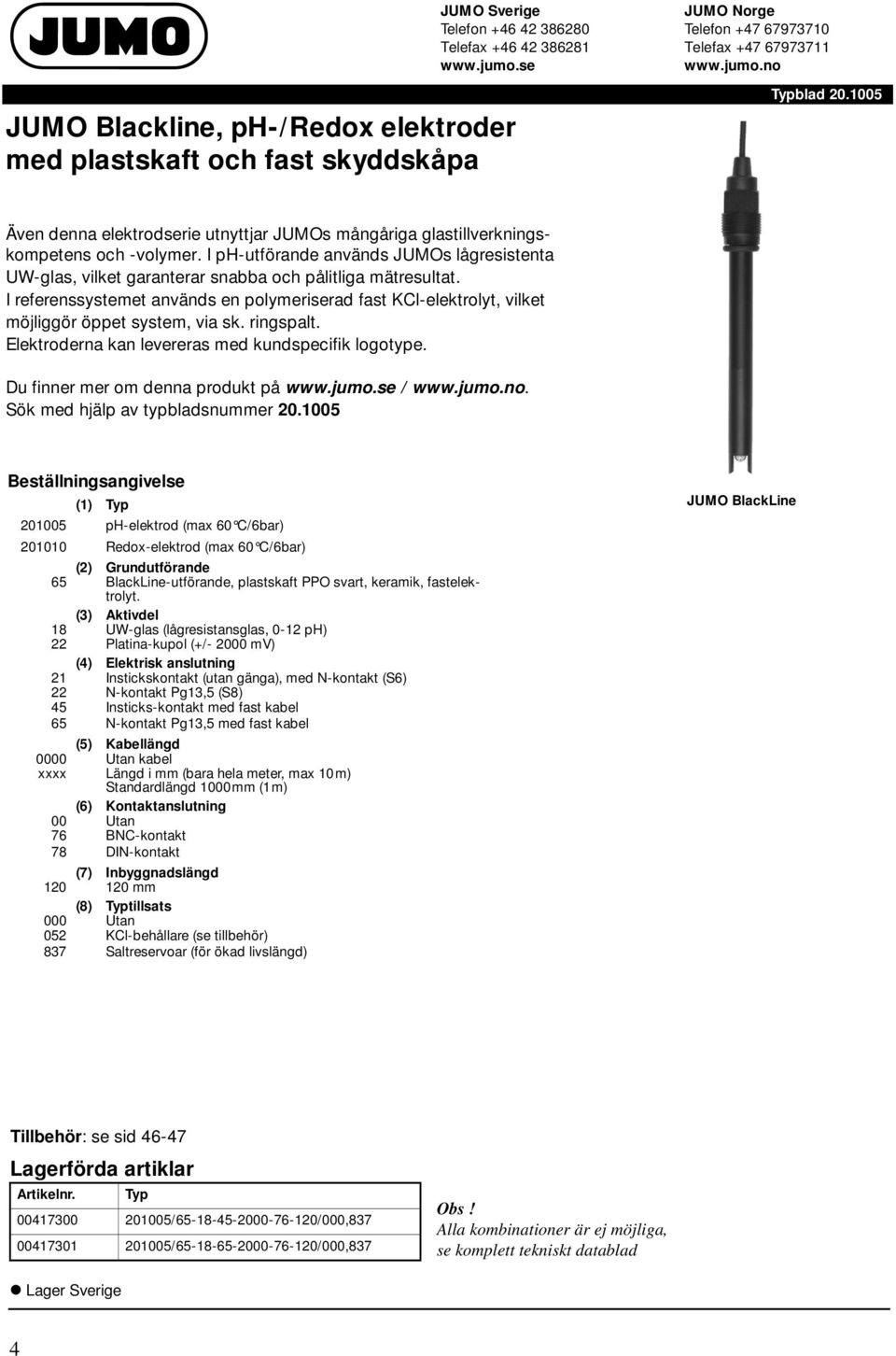 I referenssystemet används en polymeriserad fast KCl-elektrolyt, vilket möjliggör öppet system, via sk. ringspalt. Elektroderna kan levereras med kundspecifik logotype.