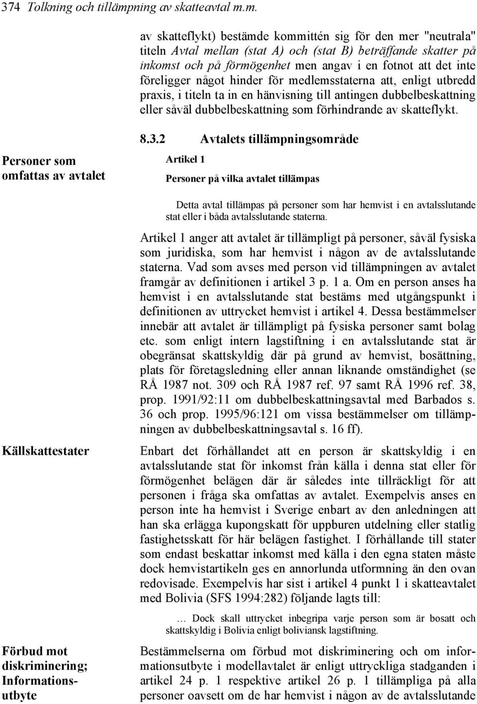 m. av skatteflykt) bestämde kommittén sig för den mer "neutrala" titeln Avtal mellan (stat A) och (stat B) beträffande skatter på inkomst och på förmögenhet men angav i en fotnot att det inte