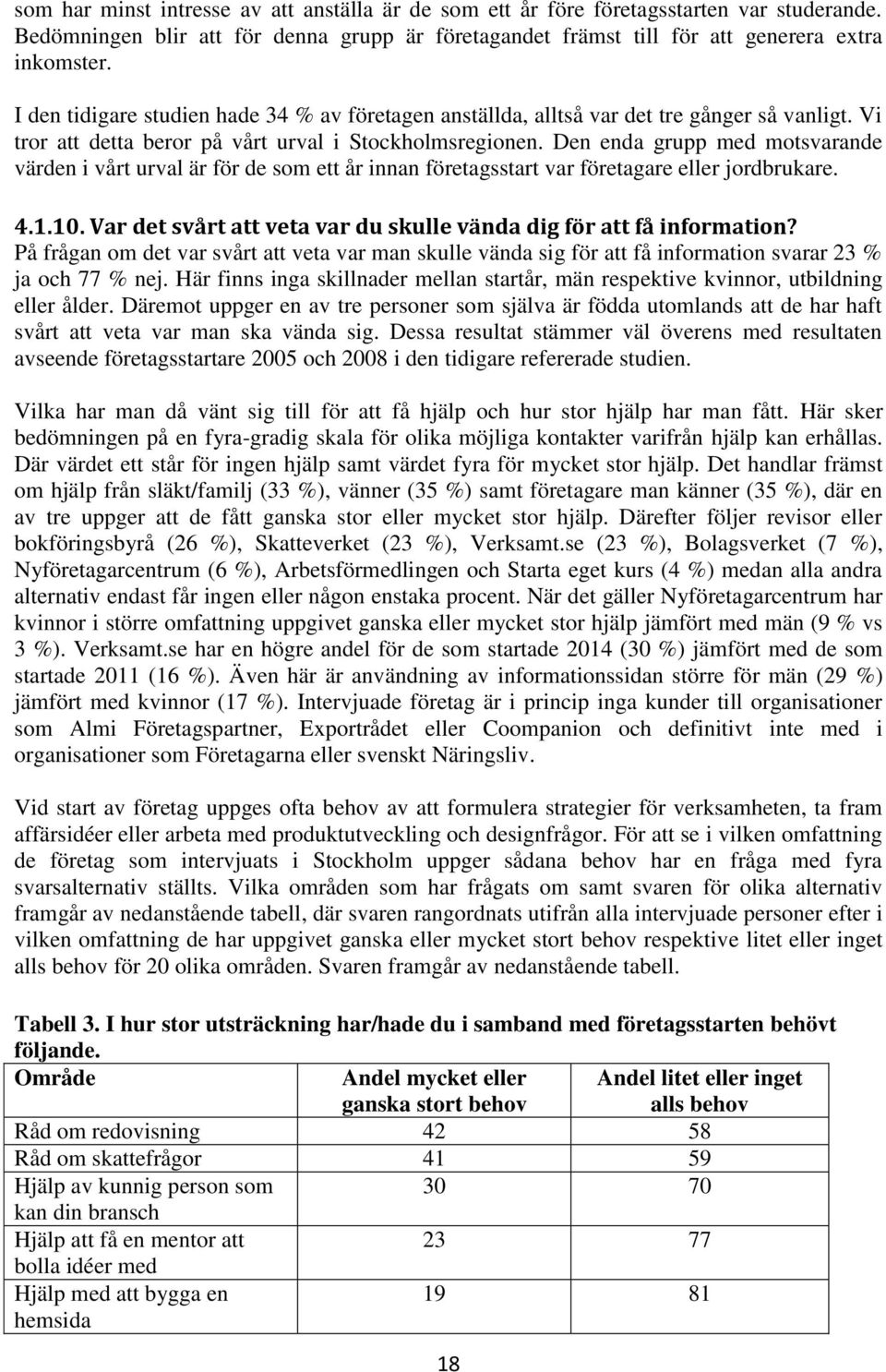 Den enda grupp med motsvarande värden i vårt urval är för de som ett år innan företagsstart var företagare eller jordbrukare. 4.1.10.