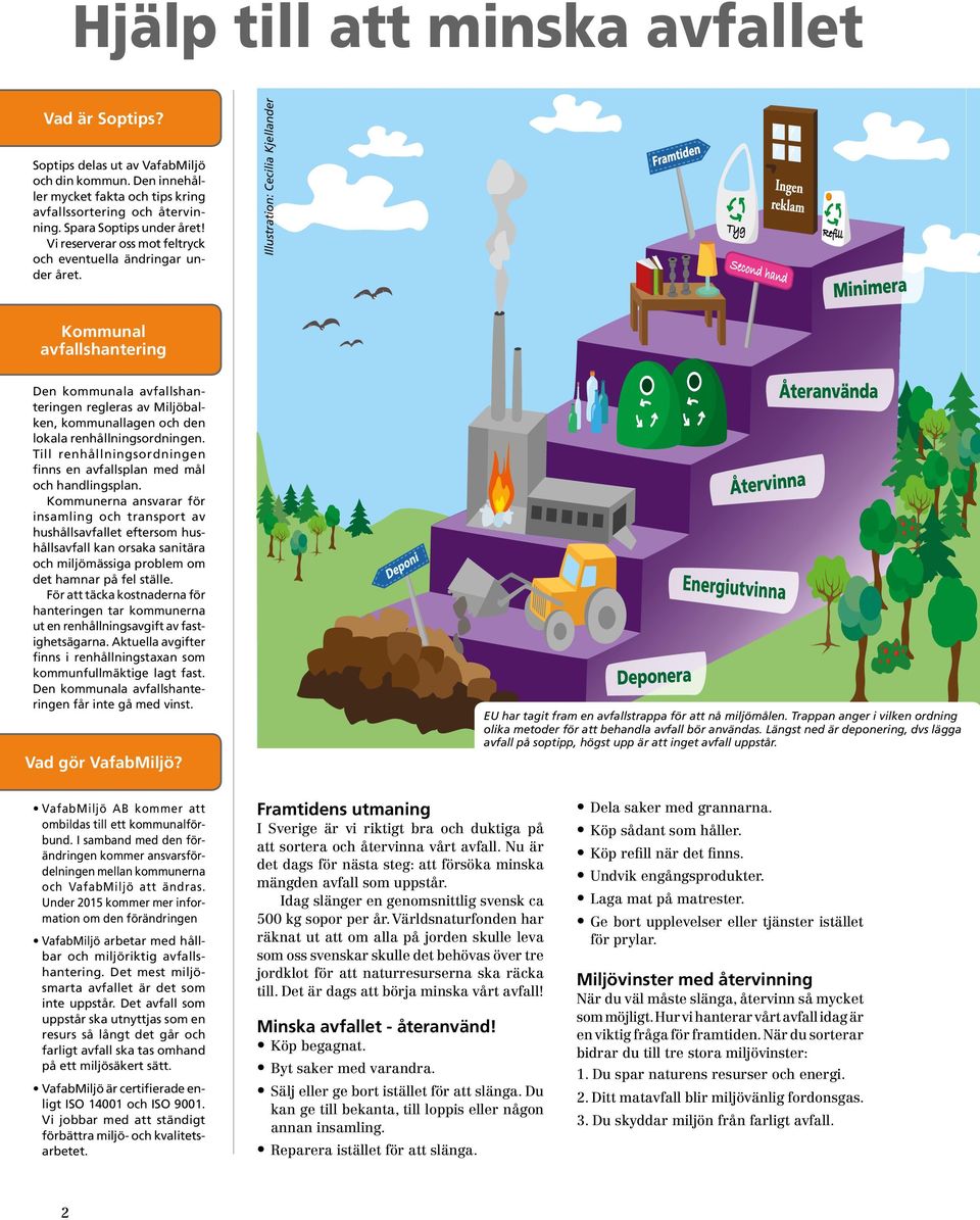 Illustration: Cecilia Kjellander Kommunal avfallshantering Den kommunala avfallshanteringen regleras av Miljöbalken, kommunallagen och den lokala renhållningsordningen.